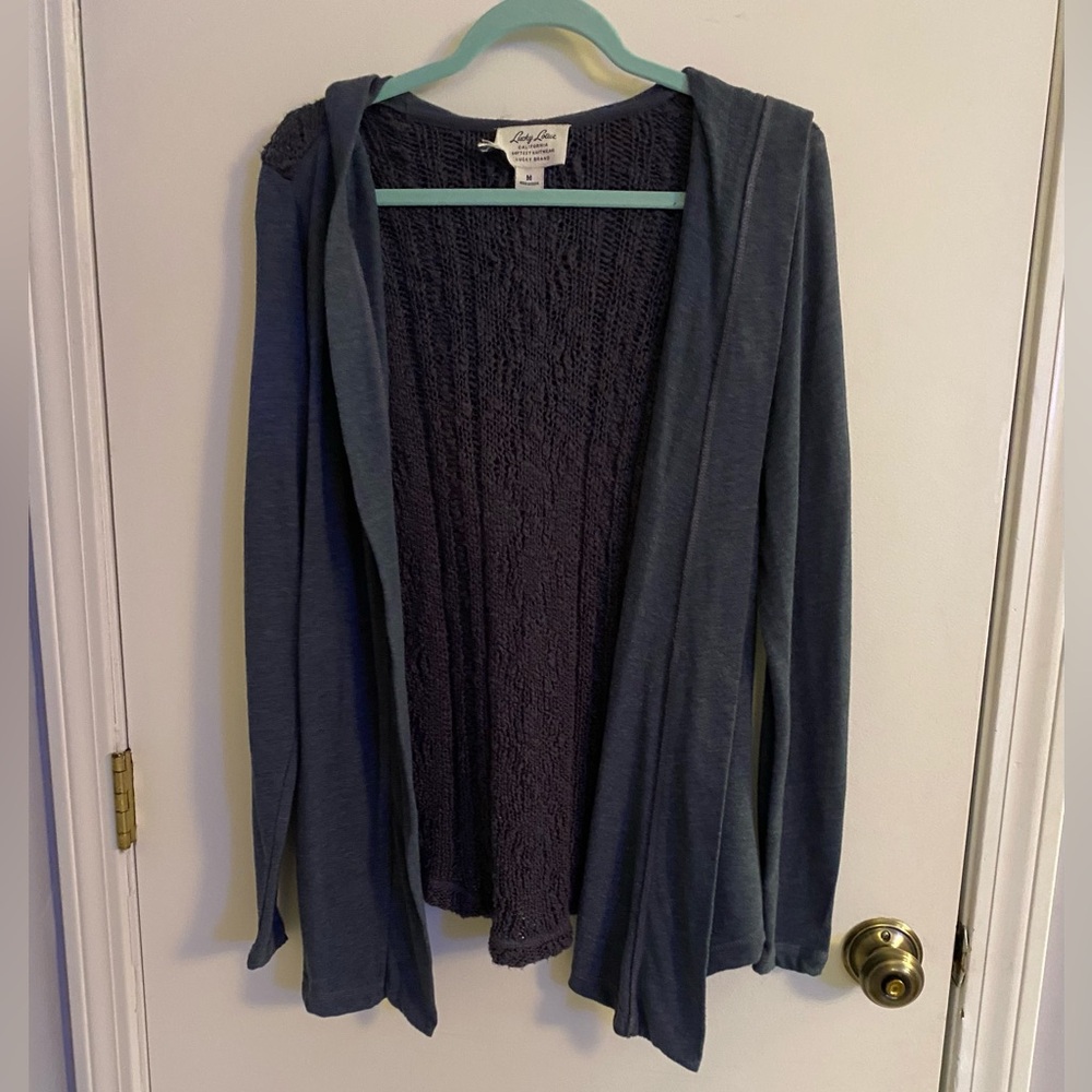 Lucky Brand Lightweight Open-Front Cardigan in Slate Blue